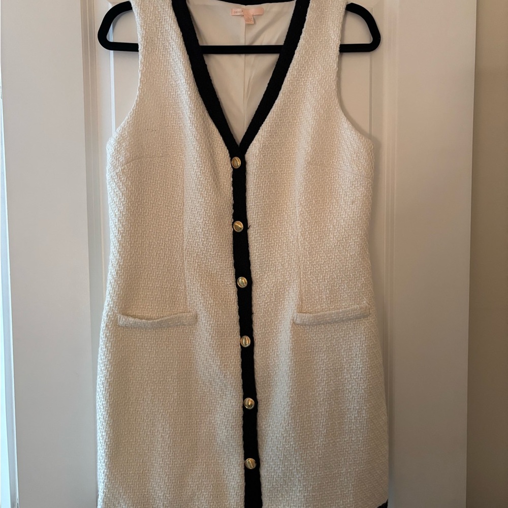 Black and White Tweed Button up Dress
